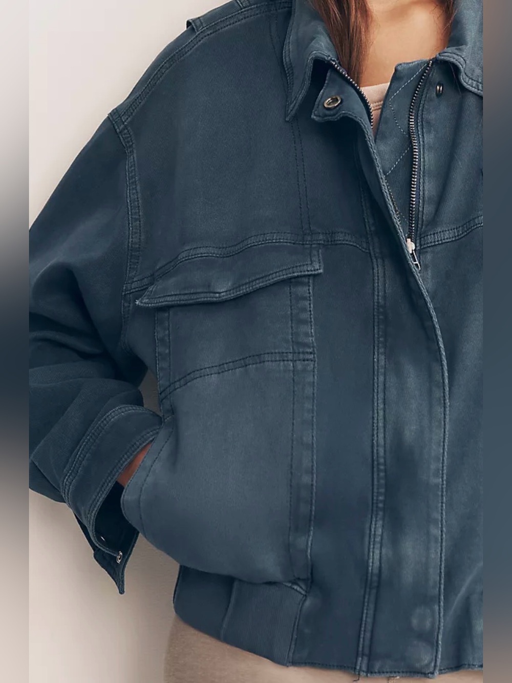 Anthropologie Pilcro Slate Blue Utility Zip-Up Jacket